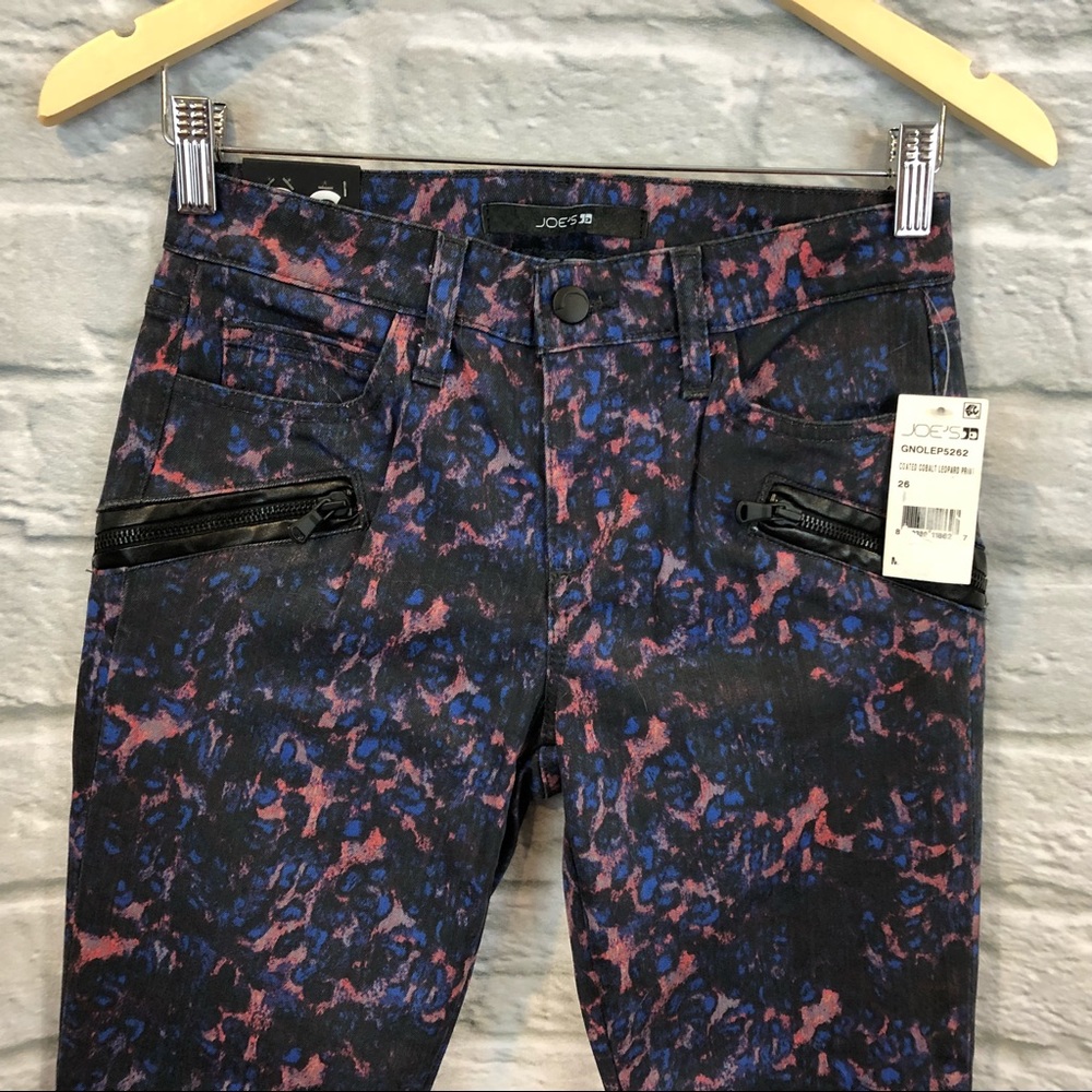 🆕 Joe’s Jeans Coated Cobalt Leopard Moto Skinny - Picture 4 of 8